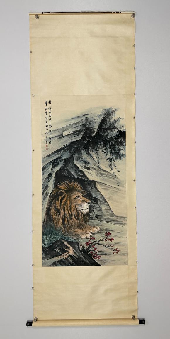 東京新日本黃君璧（1898-1991）　雄獅圖　紙本立軸