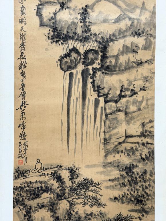 東京新日本吳昌碩（1844-1927）　山水　綾本立軸