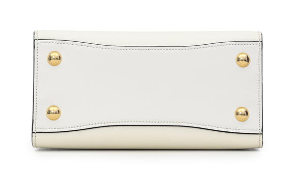 Piguet - H?tel des VentesPrada, sac City mini Bibliothèque en cuir saffiano blanc avec soufflet rose, bandoulière