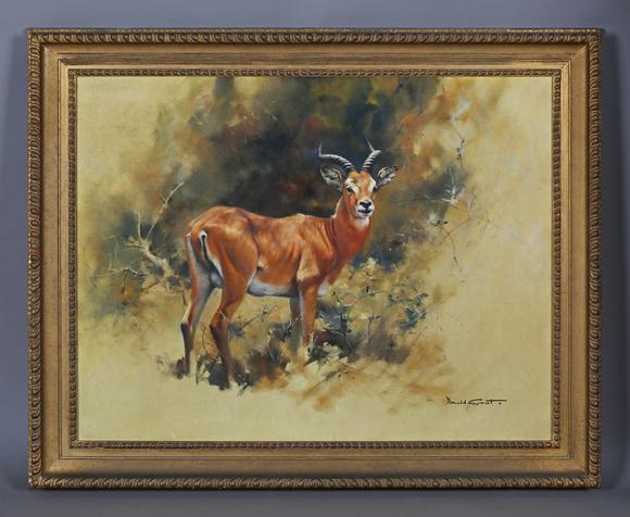 TooveysDonald Grant (British 1924-2001) - Impala in a landscape, oil on can