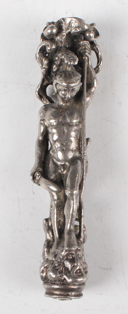 TooveysA 19th century Continental silver plated desk seal handle, cast in t