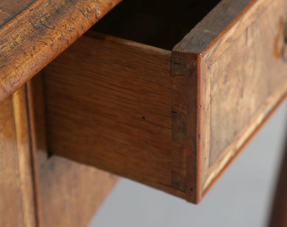 TooveysA George I walnut side table with feather and crossbanded borders, f