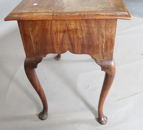 TooveysA George I walnut side table with feather and crossbanded borders, f