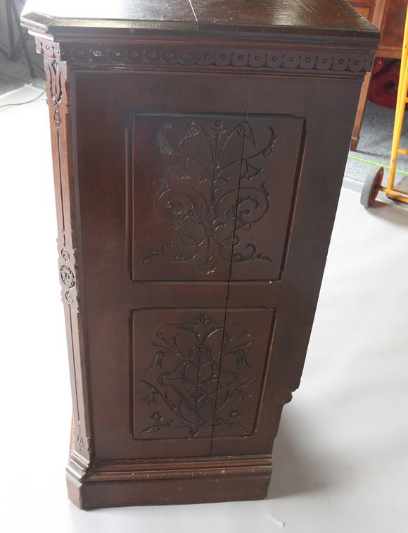 TooveysA late Victorian Aesthetic Movement stained oak chest of six drawers