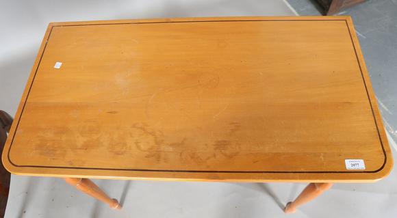 TooveysA late 20th century satinwood side table, fitted with a single friez