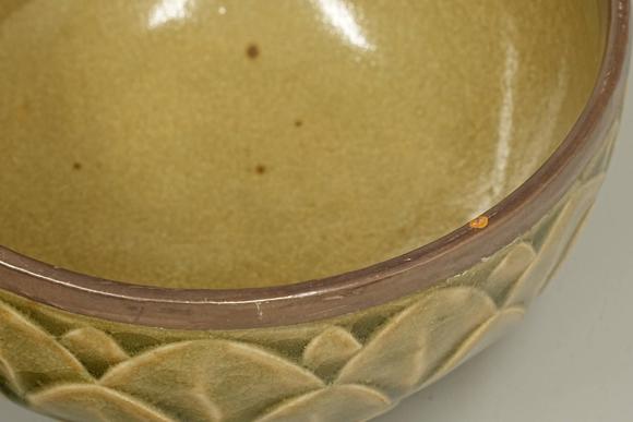 京都祇園會拍賣 宋 耀州窯 蓮瓣紋茶碗 銀覆輪 日本桐箱附 本物保證