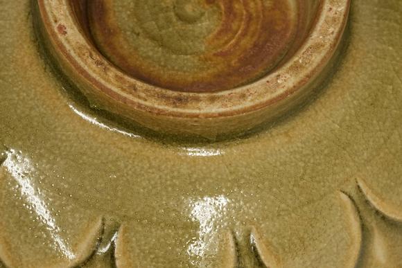 京都祇園會拍賣 宋 耀州窯 蓮瓣紋茶碗 銀覆輪 日本桐箱附 本物保證