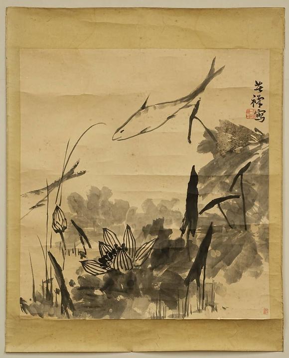 京都祇園會(huì)拍賣(mài)李苦禪 荷塘游魚(yú)圖 紙本鏡心