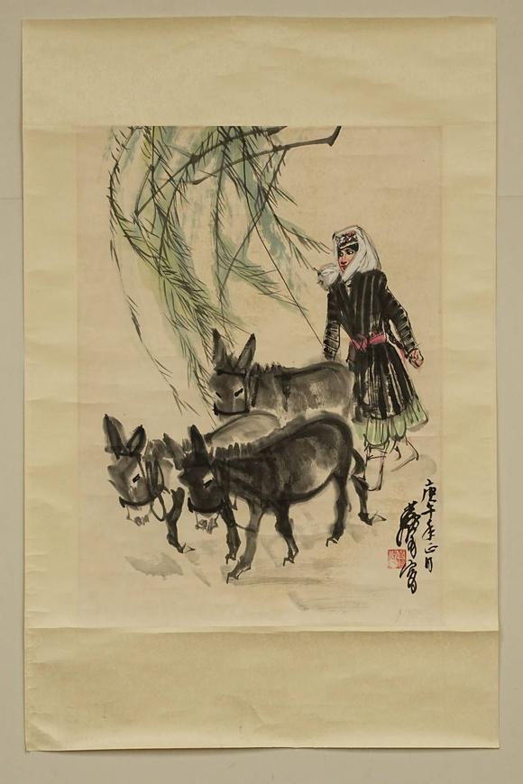 京都祇園會(huì)拍賣黃胄 牧驢圖 紙本鏡心