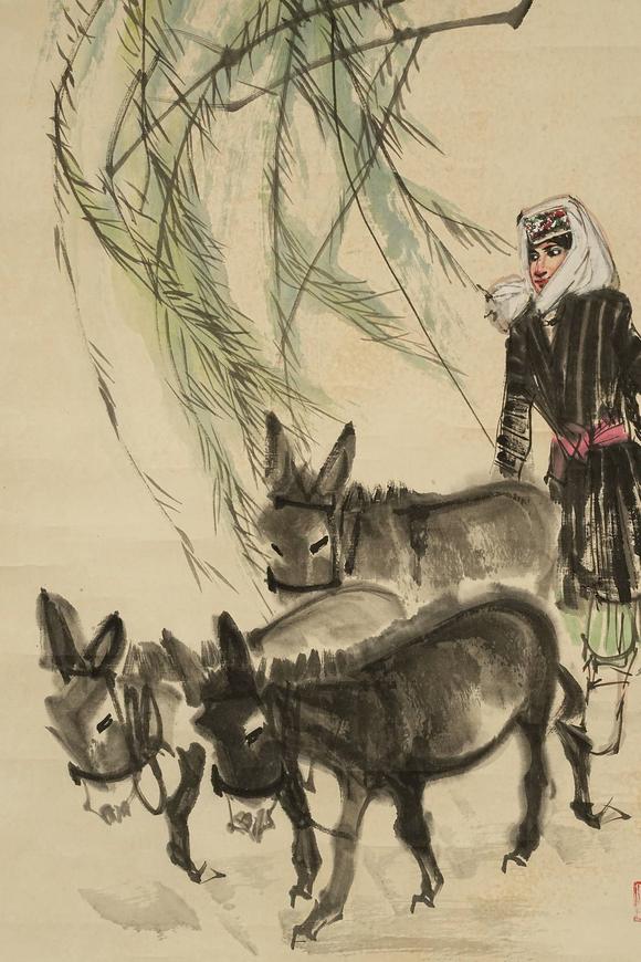 京都祇園會(huì)拍賣黃胄 牧驢圖 紙本鏡心