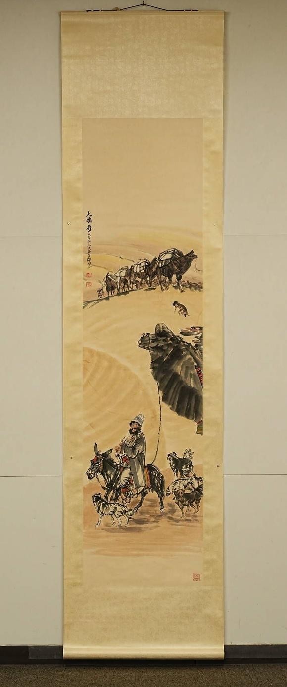 京都祇園會拍賣黃胄 大漠行 紙本掛軸