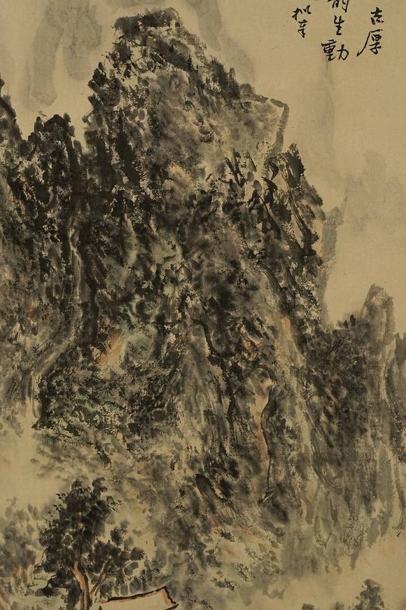 京都祇園會(huì)拍賣黃賓虹 山水圖 紙本掛軸 日本桐箱附