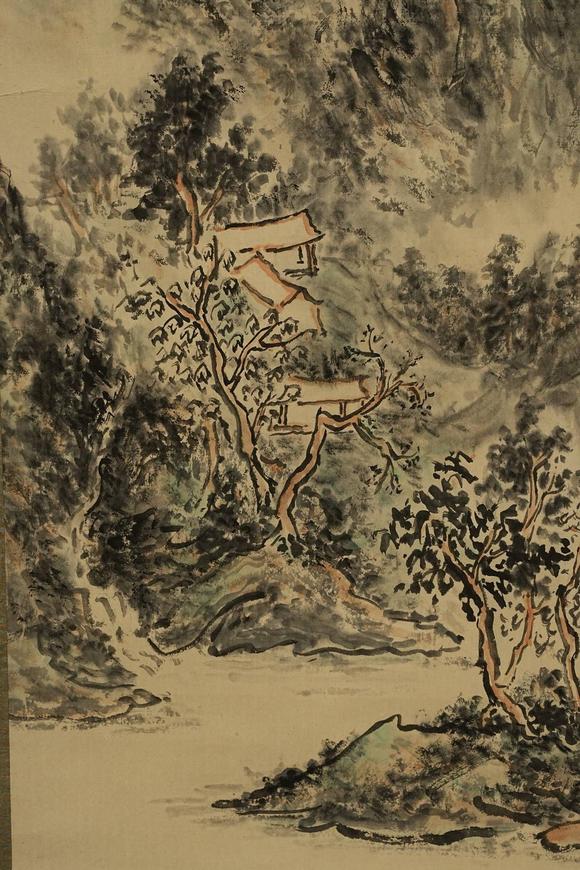 京都祇園會(huì)拍賣黃賓虹 山水圖 紙本掛軸 日本桐箱附