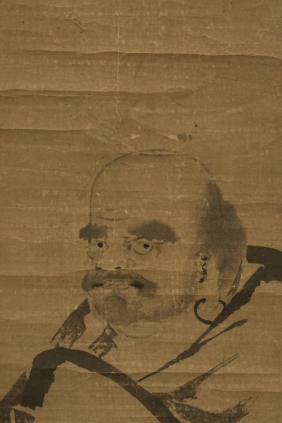 京都祇園會(huì)拍賣牧溪 半身達(dá)摩 紙本掛軸 日本桐箱附