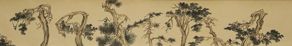 京都祇園會(huì)拍賣溥儒 松猿圖 紙本手卷 日本桐箱附