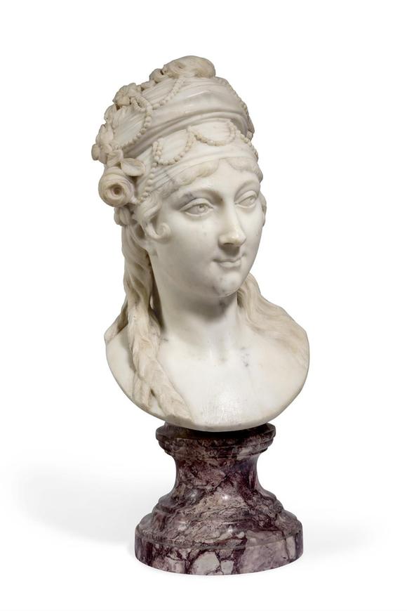 DreweattsATTRIBUTED TO IGNAZIO AND FILIPPO COLLINO, A WHITE MARBLE PORTRAIT HEAD OF A YOUNG NOBELWOMAN