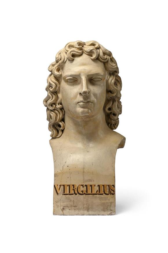 DreweattsA SET OF FOUR LARGE TERRACOTTA LIBRARY BUSTS OF HIPPOCRATES, HOMER, VIRGIL AND CICERO