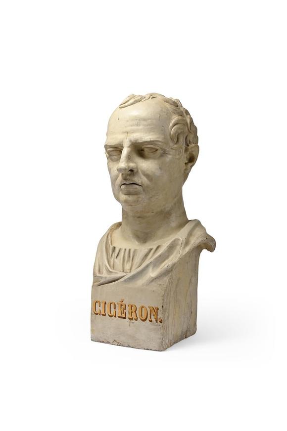 DreweattsA SET OF FOUR LARGE TERRACOTTA LIBRARY BUSTS OF HIPPOCRATES, HOMER, VIRGIL AND CICERO
