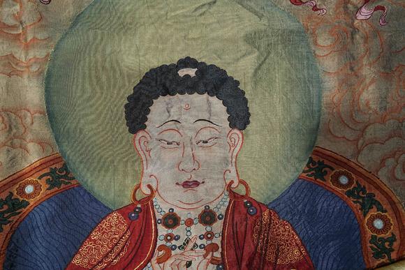 日本東海名古屋清乾隆緙絲佛與脅侍菩薩三聯(lián)幡