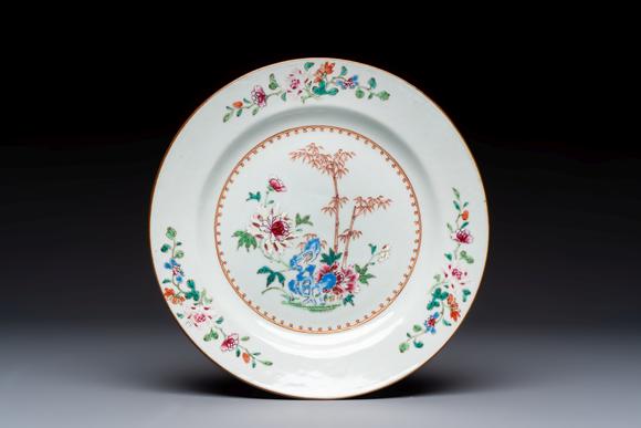 Rob Michiels AuctionsSeven Chinese famille rose plates with floral design, Qianlong