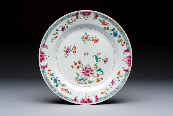 Rob Michiels AuctionsSeven Chinese famille rose plates with floral design, Qianlong