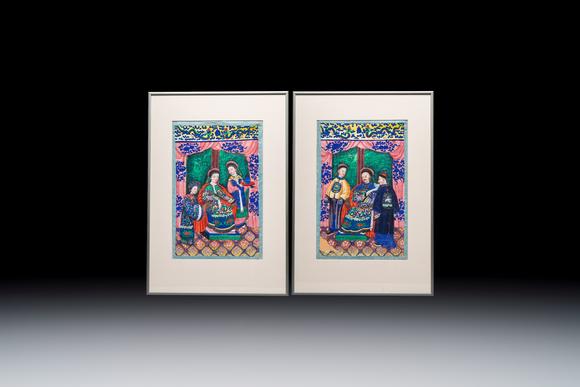 Rob Michiels AuctionsA pair of Chinese Canton pith paper paintings, 19th C.