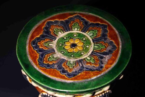 日本松町古美唐三彩 花鼓