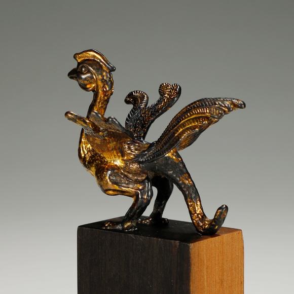 東京銀座（古美術(shù)宋磁）戰(zhàn)國 銅鎏金鳳鳥擺件