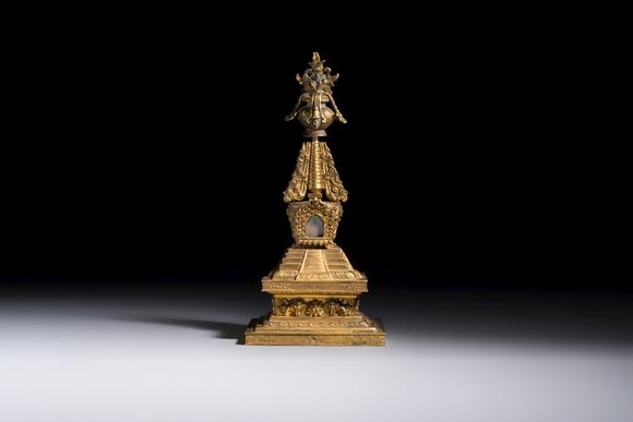 Rob Michiels AuctionsA Chinese gilt-copper stupa, Qing