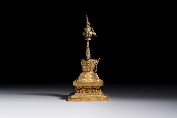 Rob Michiels AuctionsA Chinese gilt-copper stupa, Qing