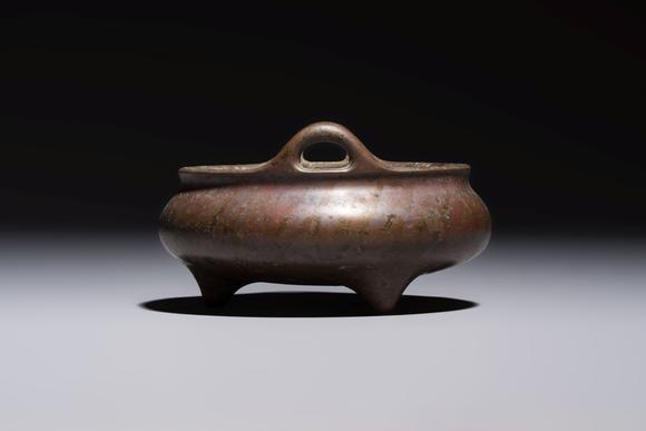Rob Michiels AuctionsA Chinese bronze handled tripod censer, Yu Tang Jing Wan 玉堂精玩 mark, 17th C.