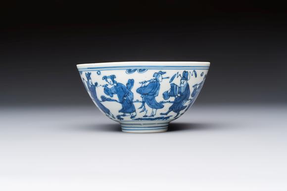 Rob Michiels AuctionsA Chinese blue and white 'Ba Xian Zhu Shou 八仙祝壽' bowl, Wanli mark and of the period