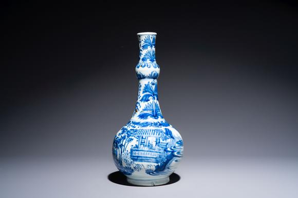Rob Michiels AuctionsA rare Chinese blue and white bottle vase with narrative design, Transitional period