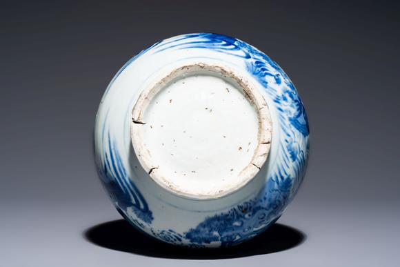 Rob Michiels AuctionsA rare Chinese blue and white bottle vase with narrative design, Transitional period