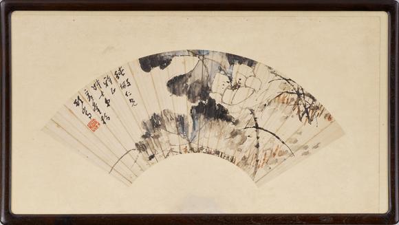東京中央李彥奎（1840-1913） 指畫荷花扇面