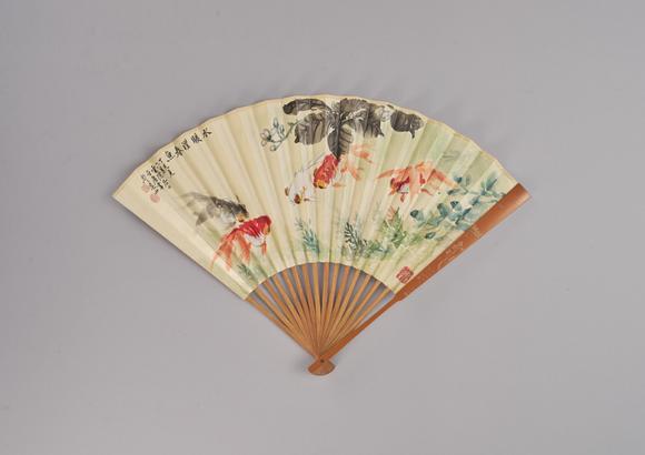 東京中央王福廠（1879-1960）、汪亞塵（1894-1983）、溥傑（1907-1994）、李燕生（1953-）書畫成扇四把
