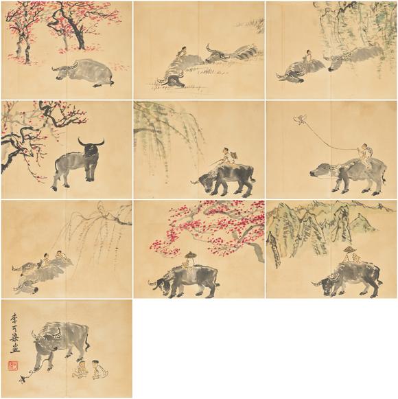 東京中央李可染（1907-1989） 款 牡牛冊(cè)頁(yè)