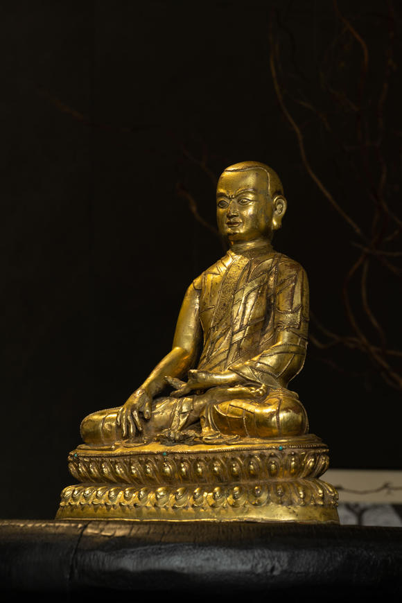 允臧齋明  丹薩替寺風(fēng)格 銅鎏金止貢巴上師像