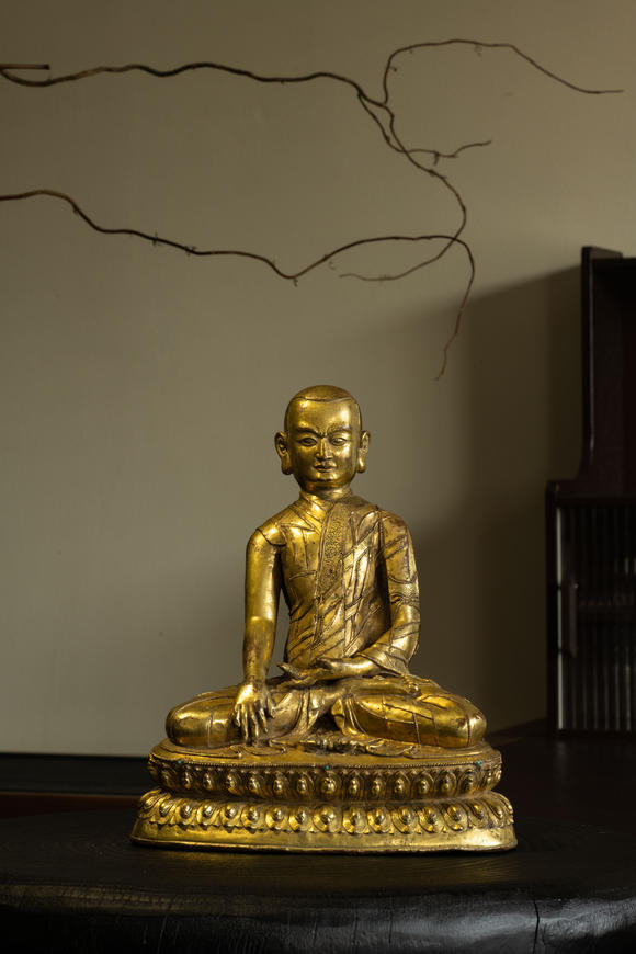 允臧齋明  丹薩替寺風(fēng)格 銅鎏金止貢巴上師像