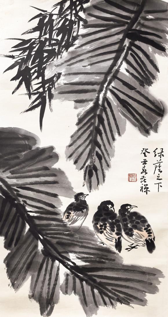 山東瑞蚨興拍賣芭蕉鵪鶉 48*91 紙本托片