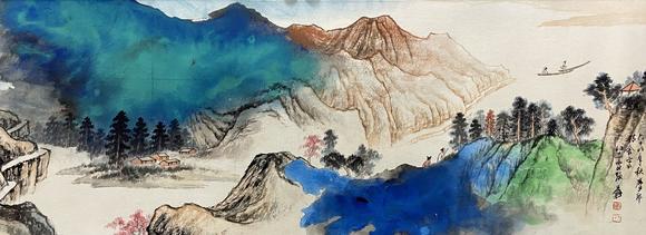 山東瑞蚨興拍賣(mài)山水 40*110 紙本鏡芯