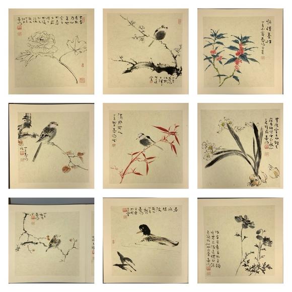 山東瑞蚨興拍賣花鳥冊頁（20開） 33×33cm×20 紙本設色冊頁