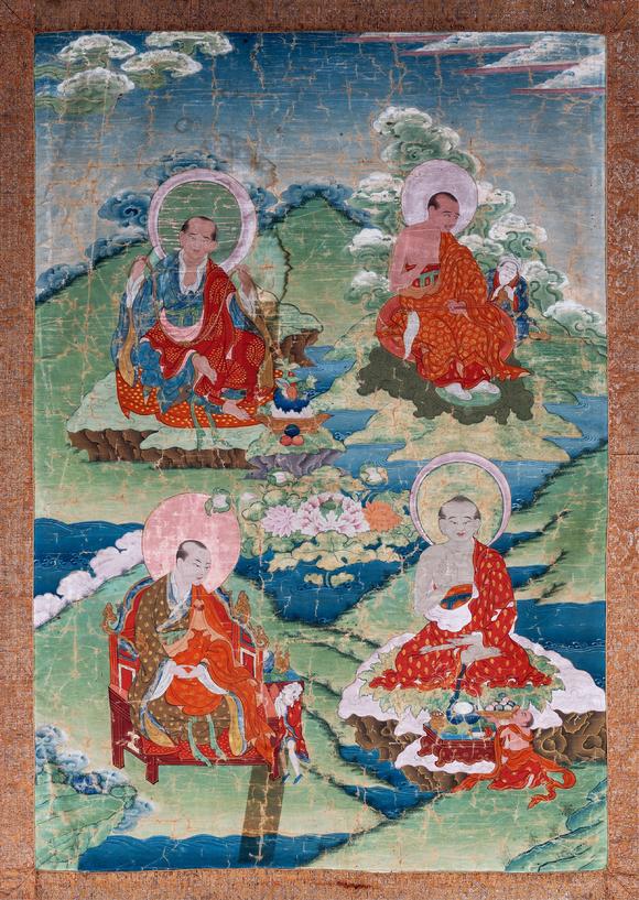 中古陶18世紀 羅漢唐卡兩幅