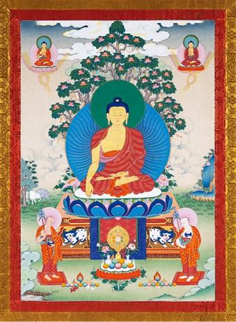 中古陶當代 十八羅漢與四大天王唐卡一套五幅