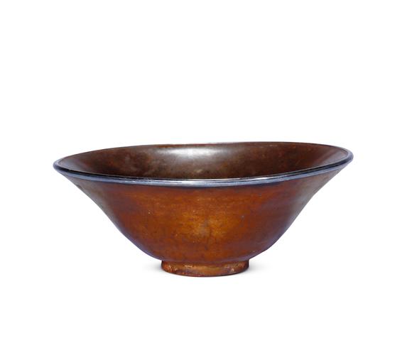 中古陶明 建窯灰脊斗笠盞
