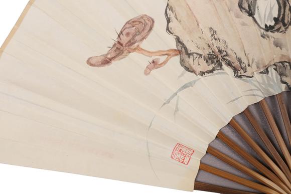 春和美術(shù)張伯駒  靈芝書法成扇