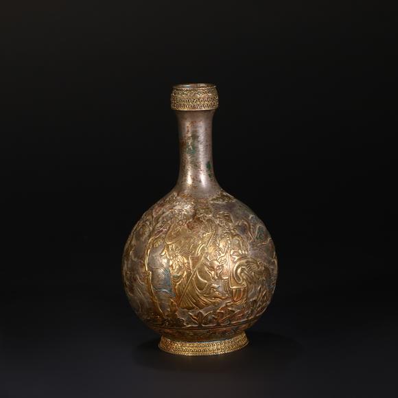 春和美術(shù)唐 銀鎏金人物故事紋瓶