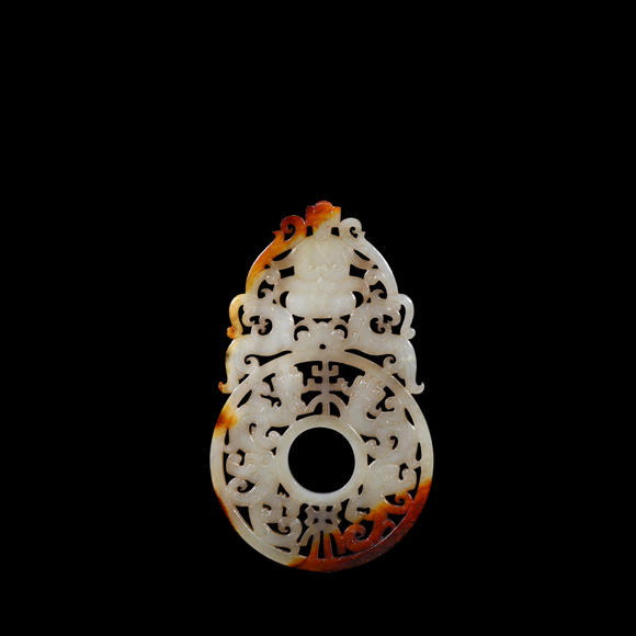 春和美術(shù)鏤雕神人龍鳳紋出廓璧