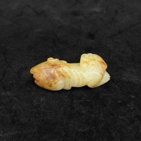南京十竹齋白玉留皮瑞獸兩件