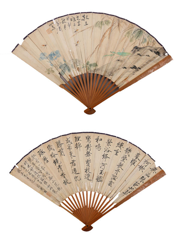 萬領(lǐng)國(guó)際王雪濤  草蟲扇面